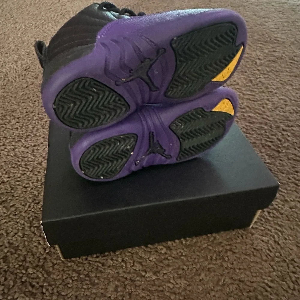 Jordan 12 Retro TD in Black and Purple Worn Once - Picture 3 of 3